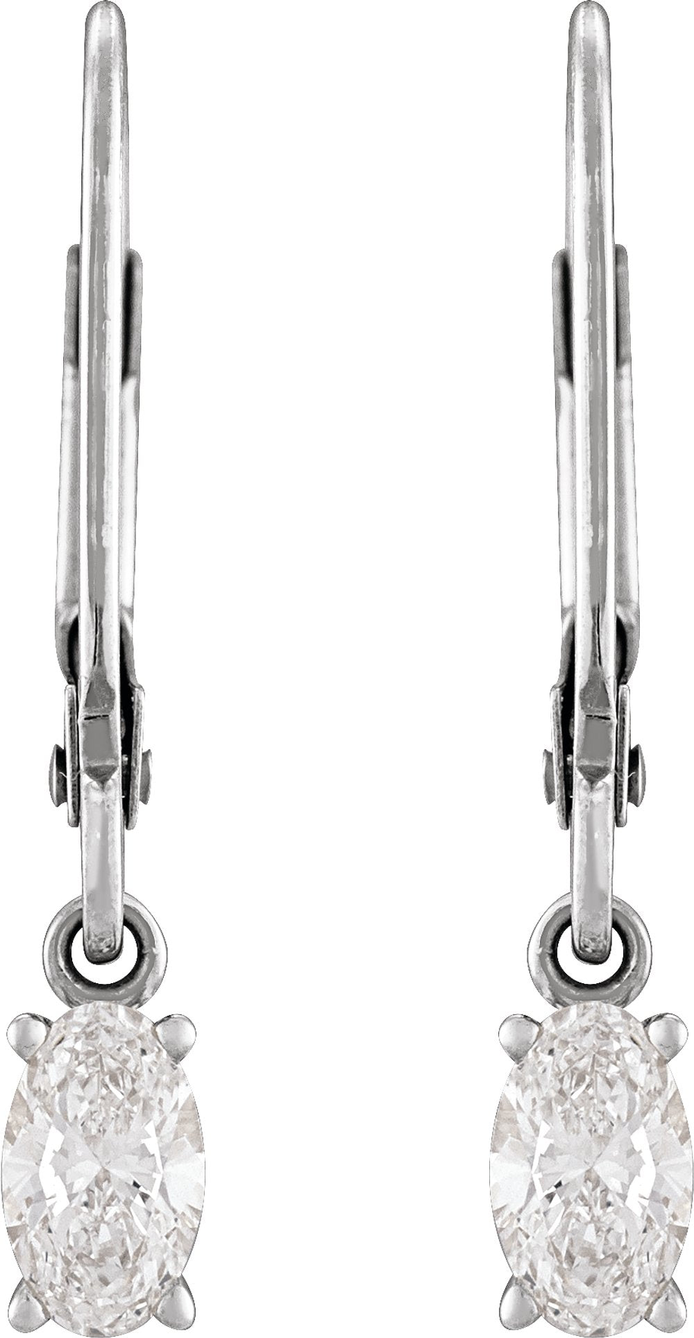 14K White Gold 3/4 CT Lab-Grown Diamond Dangle Earrings