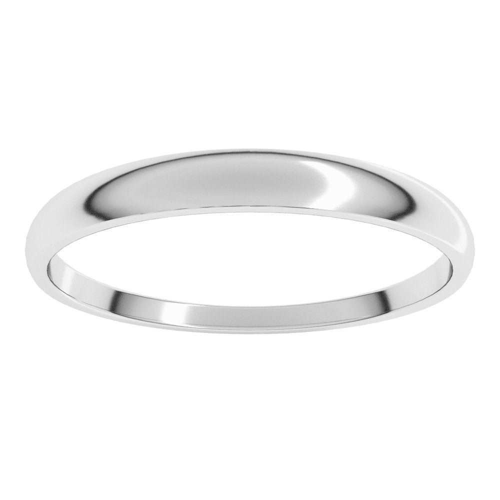 14K White Gold 2.5 mm Round Tapered Lightweight Band Size5.5