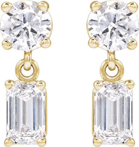 14K Yellow Gold 1 5/8 CTW Lab-Grown Diamond Two-Stone Earrings