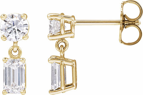 14K Yellow Gold 1 5/8 CTW Lab-Grown Diamond Two-Stone Earrings