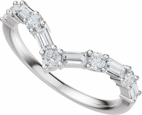 Platinum 1/2 CTW Natural Diamond Contour Band