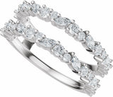 14K White Gold 7/8 CTW Natural Diamond Ring Guard