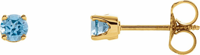 14K Yellow Natural Swiss Blue Topaz Youth Earrings