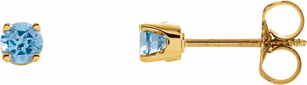 14K Yellow Natural Swiss Blue Topaz Youth Earrings