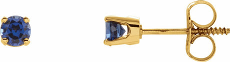 14K Yellow Gold Natural Blue Sapphire Youth Earrings