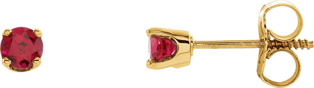 14K Yellow Imitation Ruby Youth Earrings