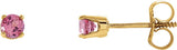 14K Yellow Imitation Pink Tourmaline Youth Earrings