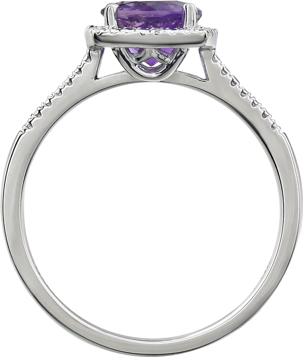 Sterling Silver Natural Amethyst & .01 CTW Natural Diamond Ring