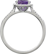 Sterling Silver Natural Amethyst & .01 CTW Natural Diamond Ring 