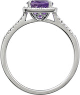 Sterling Silver Natural Amethyst & .01 CTW Natural Diamond Ring