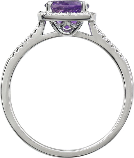 Sterling Silver Natural Amethyst & .01 CTW Natural Diamond Ring 