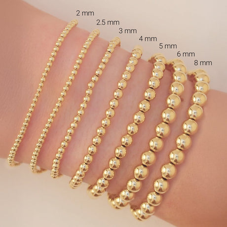 14K Yellow Gold-Filled 3 mm Elastic Bead 6 1/2" Bracelet