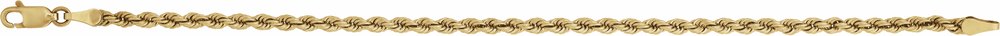 14K Yellow Gold 3 mm Rope 7" Chain 