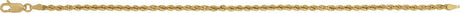 14K Yellow Gold 2.5 mm Rope 7" Chain 