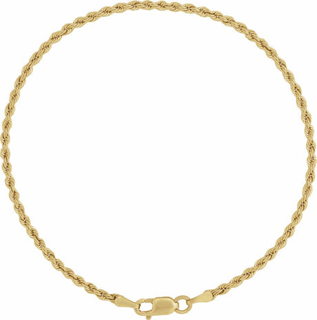 14K Yellow Gold 1.85 mm Rope 7" Chain