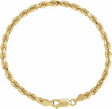 14K Yellow Gold 3.9 mm Diamond-Cut Rope 7" Chain 