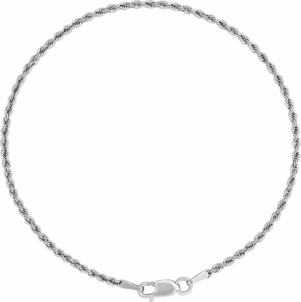 14K White Gold 1.5 mm Rope 7" Chain 