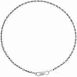 14K White Gold 1.5 mm Rope 7" Chain 