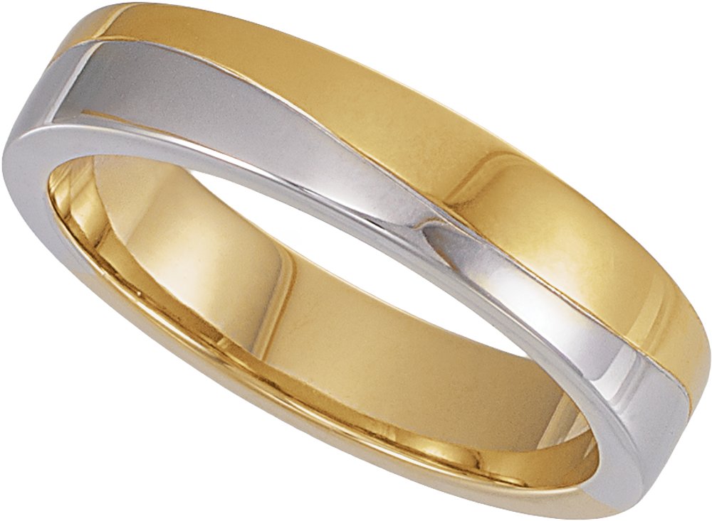 14K Yellow/White Gold 2.1 mm Flat-Edge Wavy Band Size 7