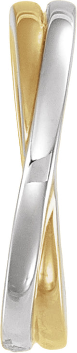 14K Yellow/White Gold Criss-Cross Band Size 7