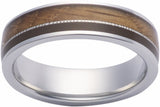 Cobalt 6 mm Whiskey Barrel Wood & Brown Epoxy Inlay Comfort-Fit Flat Comfort-Fit Band Size 10