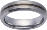 Tungsten 6 mm Crushed Red Dino Inlay Comfort-Fit Beveled-Edge Band with Satin Finish Size 9