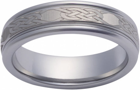 Tungsten 6 mm Engraved Celtic-Inspired Knot Comfort-Fit Band with Satin Finish Size 10