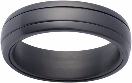 Zirconium 6 mm Spinner Inlay Comfort-Fit Half-Round Band Size 9