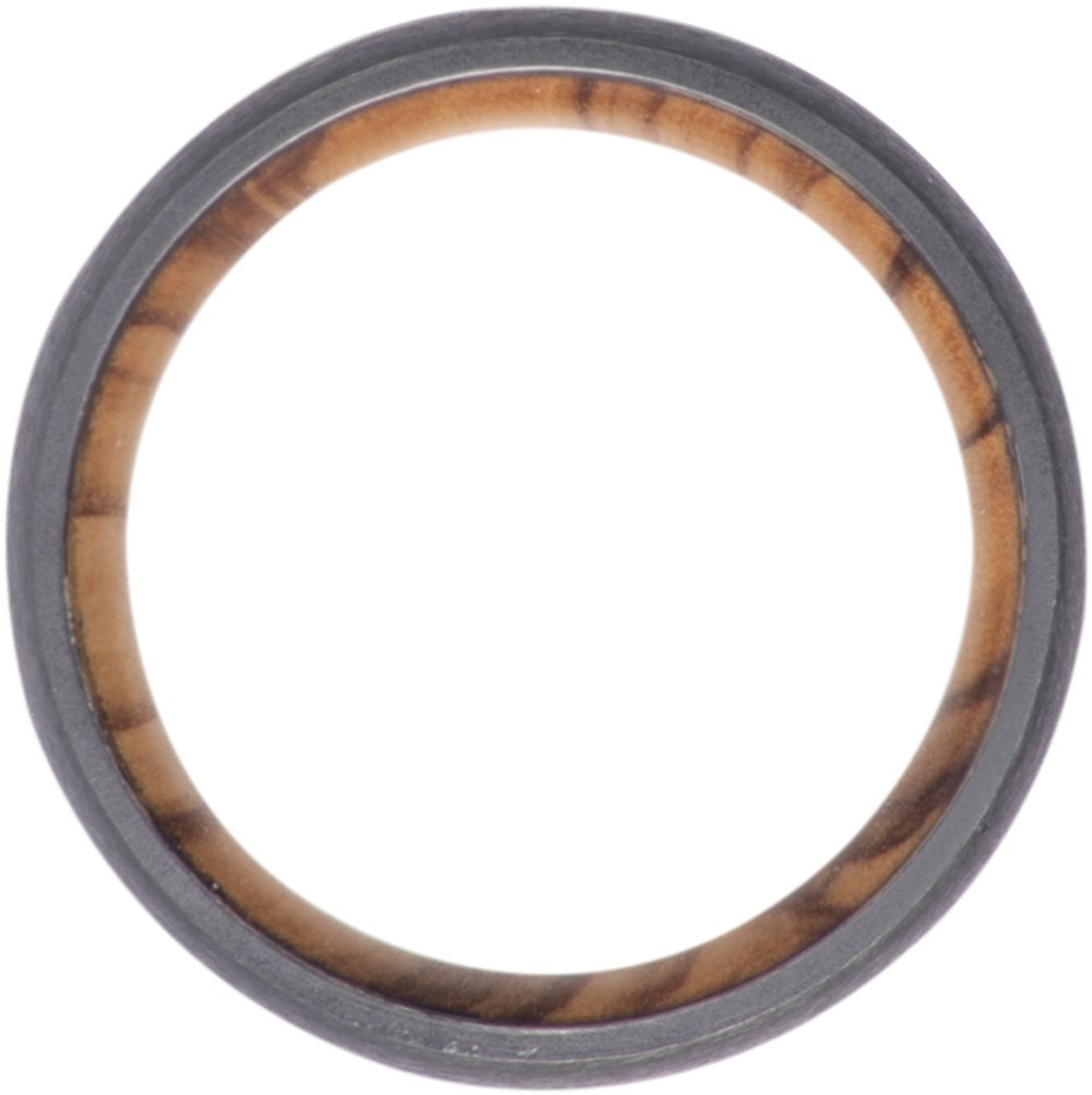 Zirconium 8 mm Guitar String Inlay & Olive Wood Sleeve Comfort-Fit Half Round Band Size 9