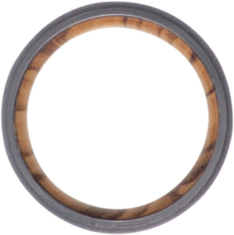 Zirconium 8 mm Guitar String Inlay & Olive Wood Sleeve Comfort-Fit Half Round Band Size 9