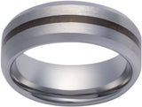 Tungsten 8 mm Crushed Red Dino Inlay Comfort-Fit Beveled-Edge Band with Satin Finish Size 8