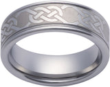 Tungsten 8 mm Engraved Celtic-Inspired Knot Comfort-Fit Band with Satin Finish Size 8