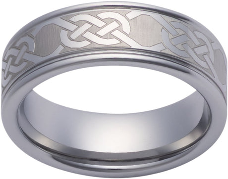 Tungsten 8 mm Engraved Celtic-Inspired Knot Comfort-Fit Band with Satin Finish Size 8