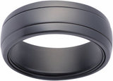 Zirconium 8 mm Spinner Inlay Comfort-Fit Half-Round Band Size 8