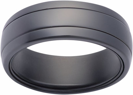 Zirconium 8 mm Spinner Inlay Comfort-Fit Half-Round Band Size 8