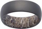 Zirconium 8 mm Elk Antler Interior Sleeve Comfort-Fit Half-Round Band with Matte Finish  Size 7