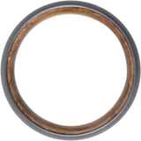 Zirconium 8 mm Whiskey Barrel Wood Interior Sleeve Comfort-Fit Half-Round Band Size 9