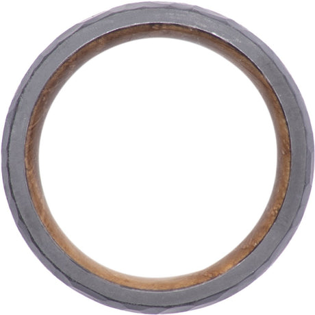 Zirconium 6 mm  Whiskey Barrel Wood Inlay & Interior Sleeve Comfort-Fit Half-Round Band Size 10