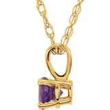 14K Yellow 3 mm Amethyst Youth Solitaire 14" Necklace