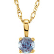 14K Yellow Gold 3 mm Imitation Alexandrite Youth Solitaire 14" Necklace