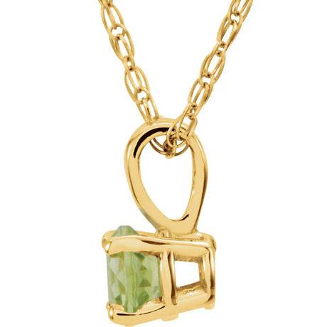 14K Yellow Gold 3 mm Imitation Peridot Youth Solitaire 14" Necklace