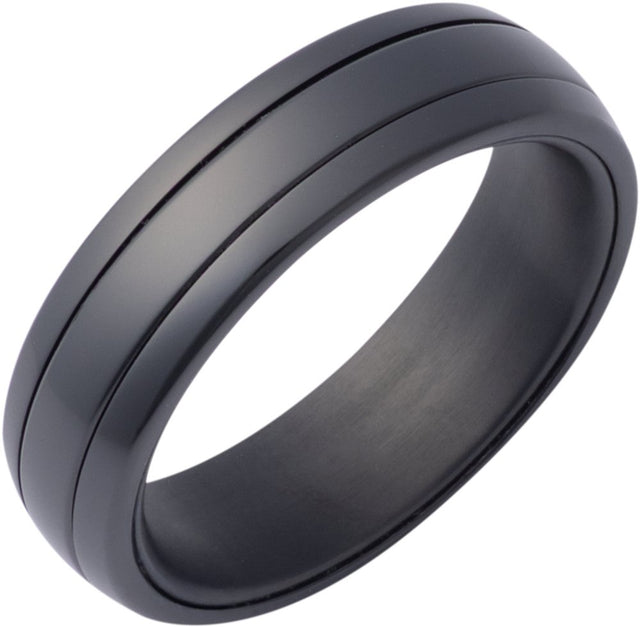 Zirconium 6 mm Spinner Inlay Comfort-Fit Half-Round Band Size 9