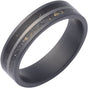Zirconium 6 mm Crushed Megalodon, Meteorite & 14K Yellow Gold Inlay Comfort-Fit Flat Band Size 9