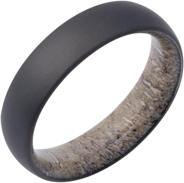 Zirconium 6 mm Elk Antler Interior Sleeve Comfort-Fit Half-Round Band with Matte Finish Size 10