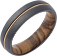 Zirconium 6 mm Rope Inlay & Olive Wood Interior Sleeve Comfort-Fit Half-Round Band Size 9