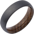Zirconium 6 mm Whiskey Barrel Wood Interior Sleeve Comfort-Fit Half-Round Band Size 9
