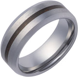 Tungsten 8 mm Crushed Red Dino Inlay Comfort-Fit Beveled-Edge Band with Satin Finish Size 8
