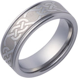 Tungsten 8 mm Engraved Celtic-Inspired Knot Comfort-Fit Band with Satin Finish Size 8