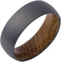 Zirconium 8 mm Whiskey Barrel Wood Interior Sleeve Comfort-Fit Half-Round Band Size 9