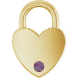 14K Yellow Gold Lab-Grown Alexandrite Heart Locket Charm/Pendant